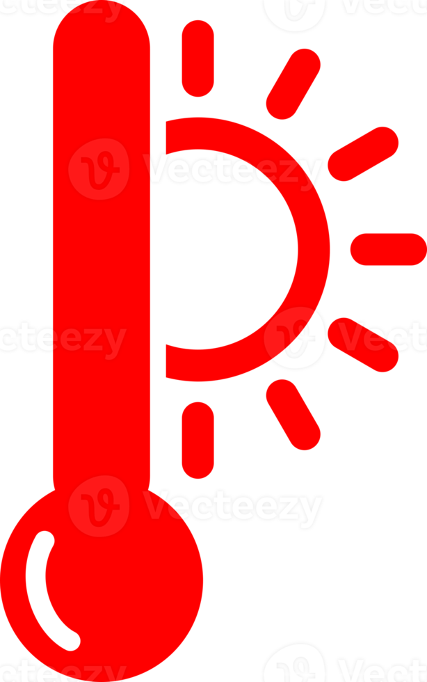 Red thermometer hot weather with sun png