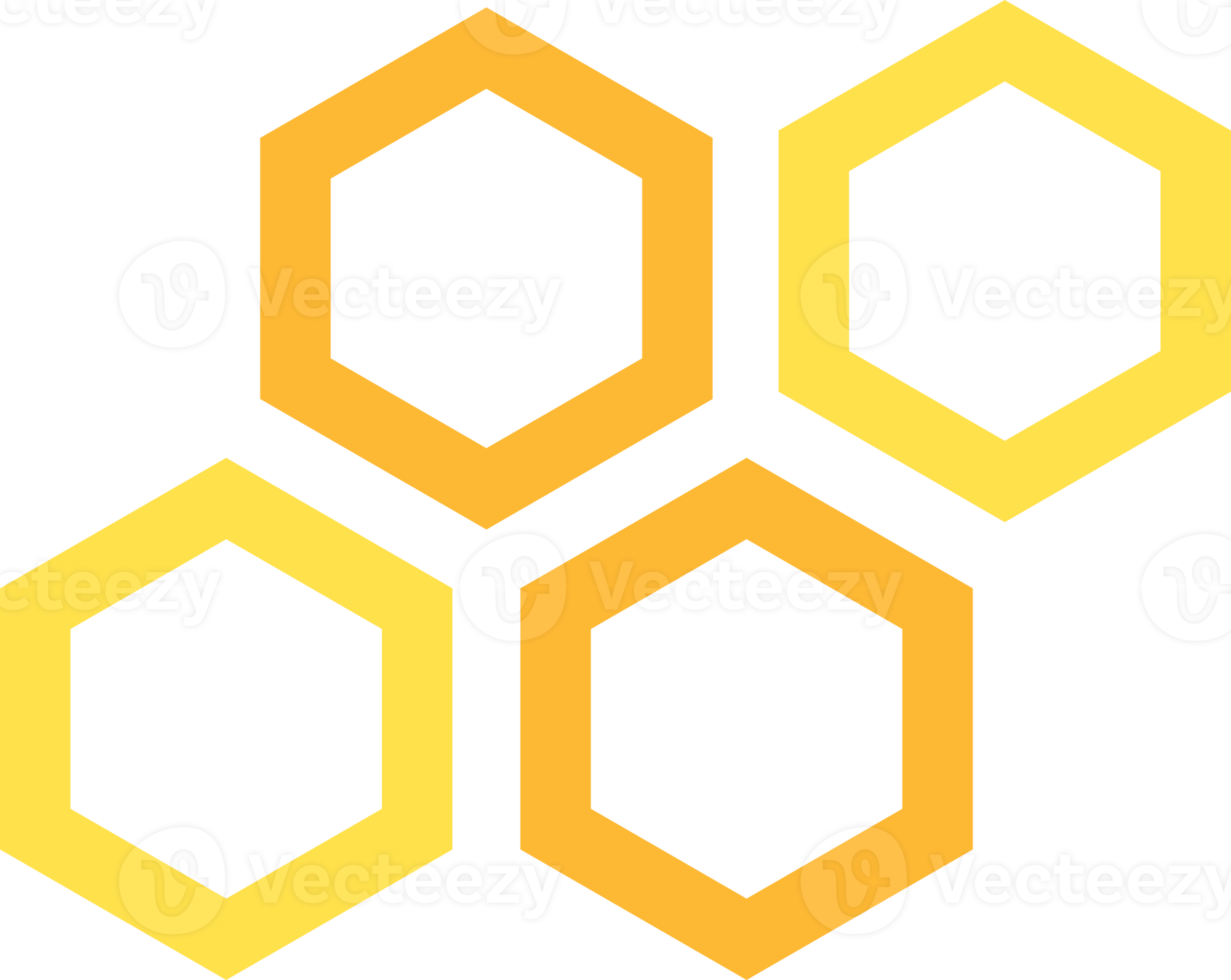 Yellow line hexagon honeycomb png
