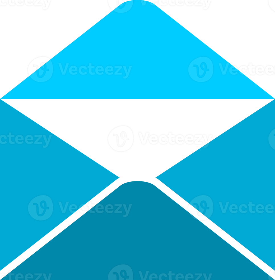 Blue open paper envelope mail png