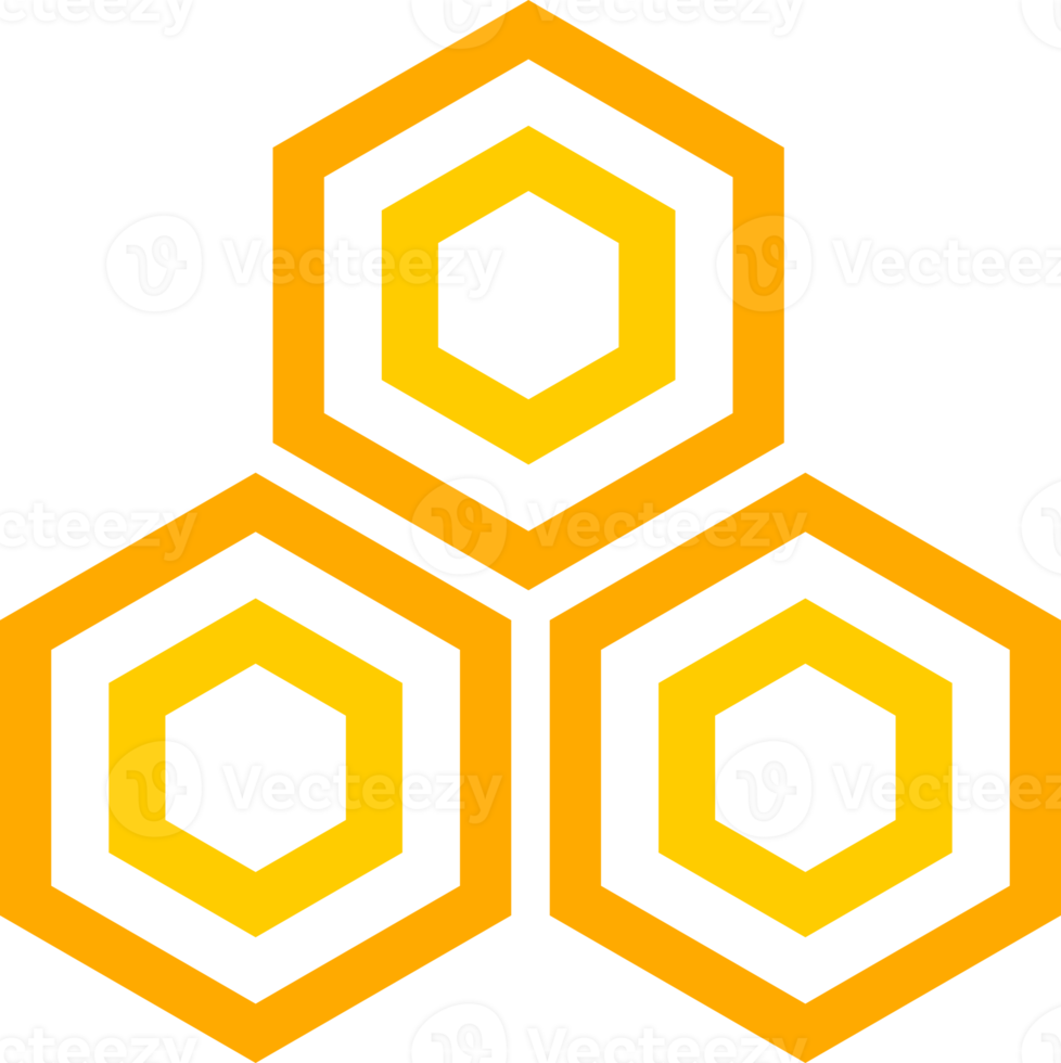 Yellow line hexagon honeycomb icon png