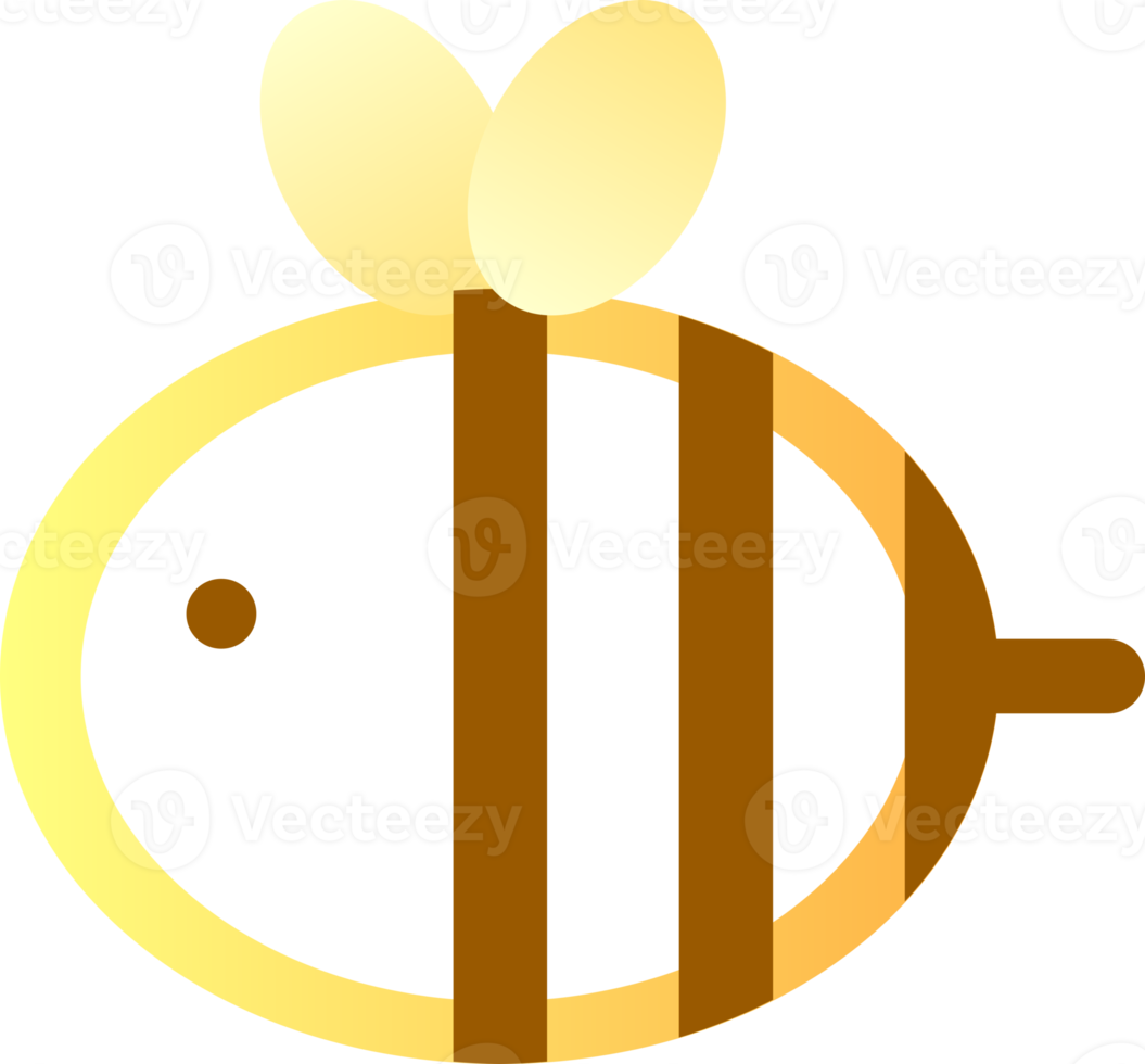Cute yellow bee flying icon png