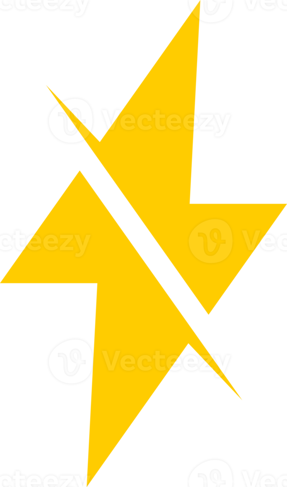 Yellow thunder electric bolt sign png