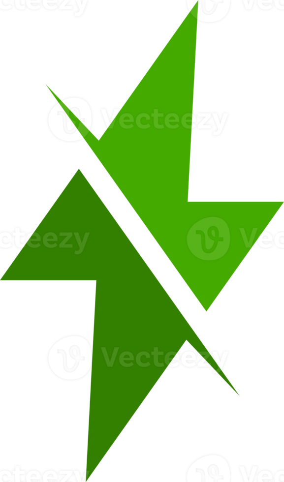 Green thunder electric bolt png
