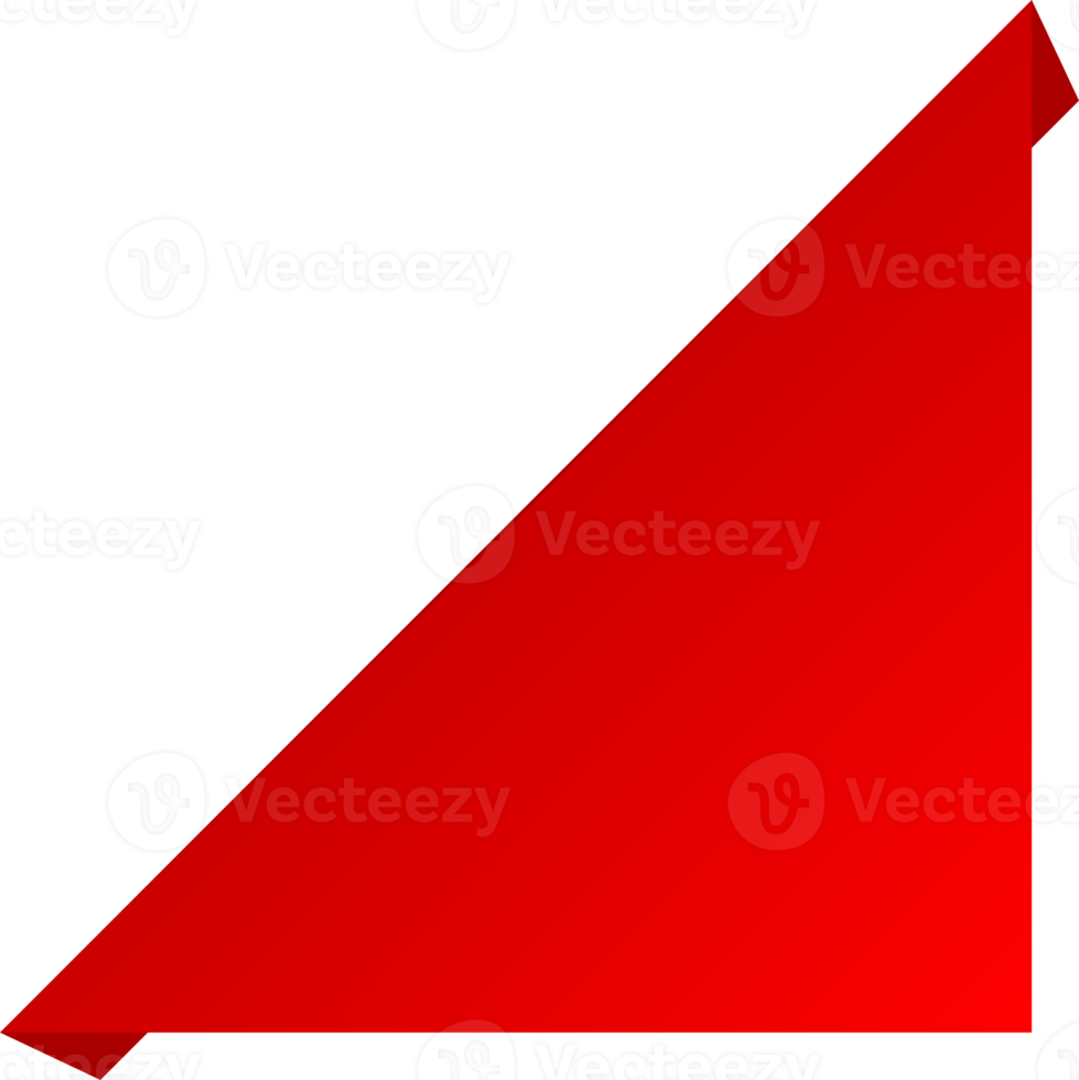 Red triangle paper ribbon corner png