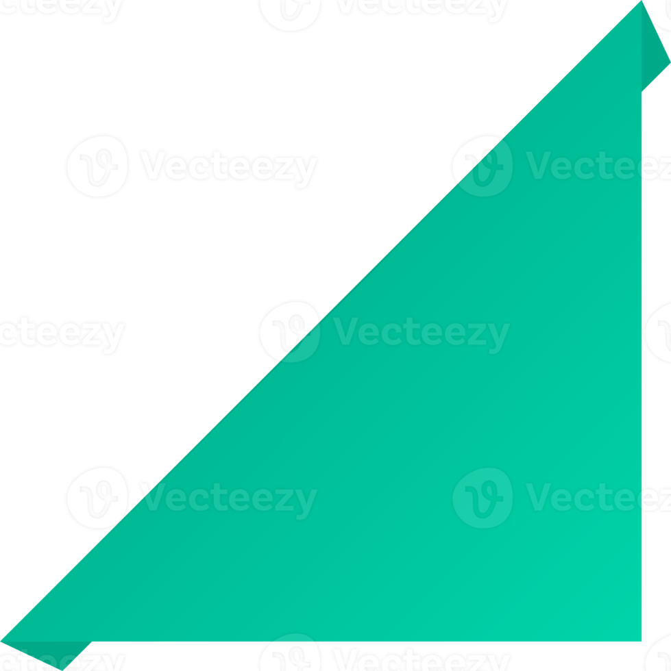 Green triangle paper ribbon corner png