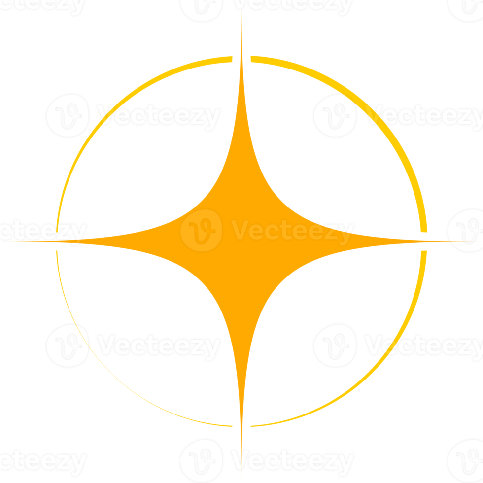 Yellow sparkle light star circle line png