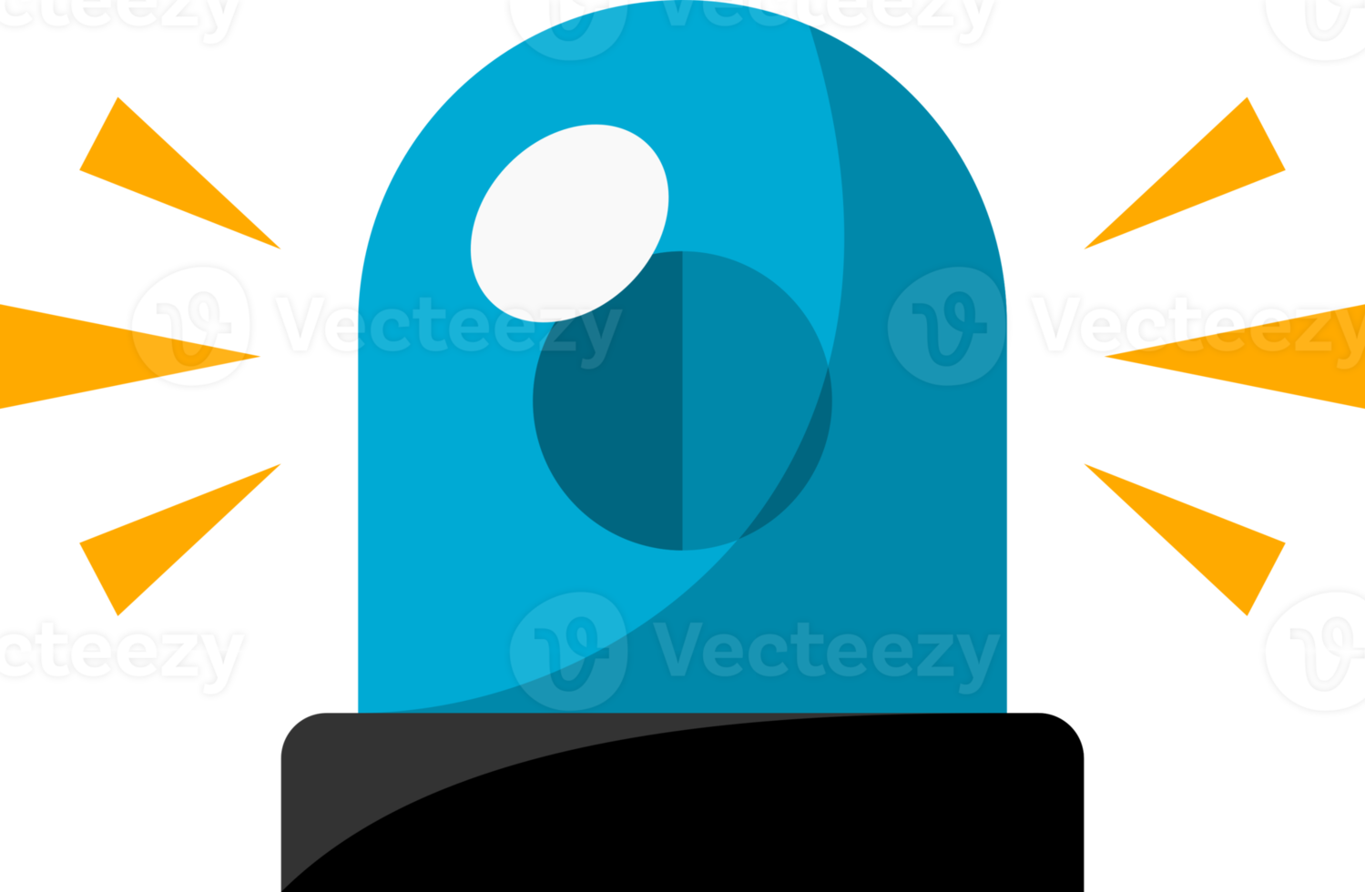 Blue siren with line light rays icon png