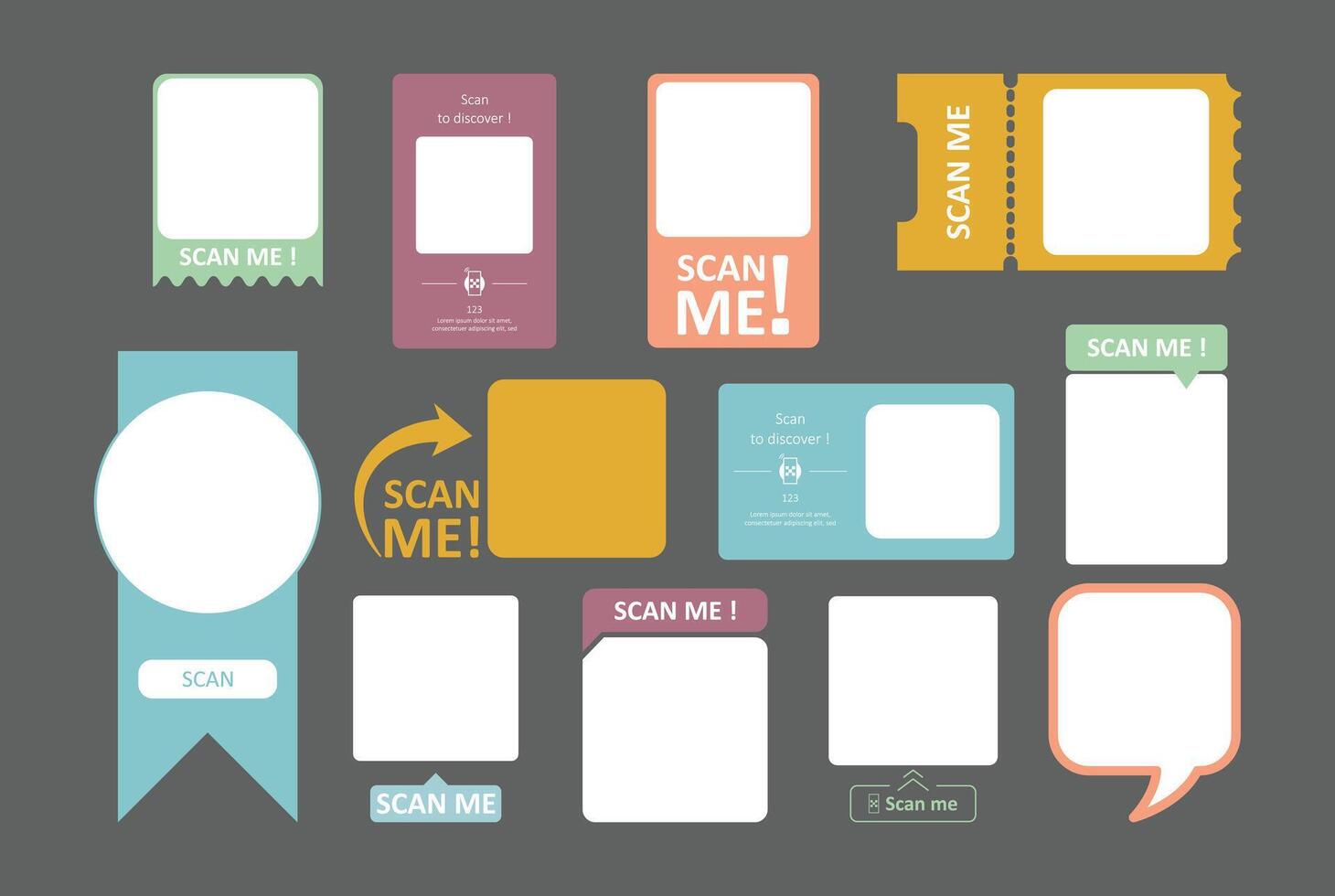 Colorful QR code scan template design vector