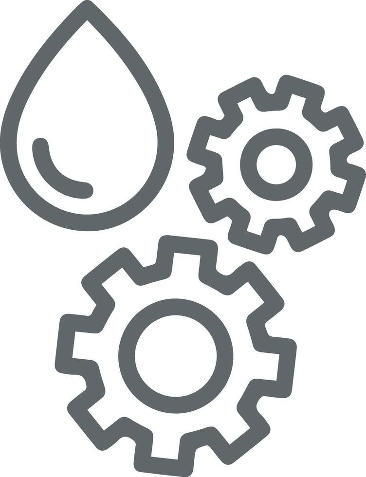 black and white drop oil with gear icon illustration vector