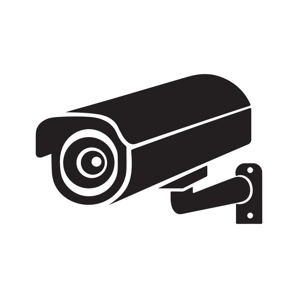 Security Camera Silhouette Icon, CCTV Surveillance Symbol vector