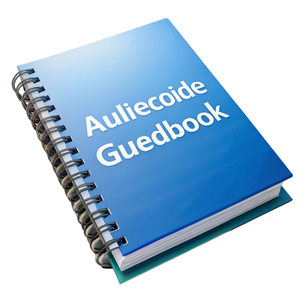 Modern guidebook with sleek blue cover, appealing design, and professional layout png
