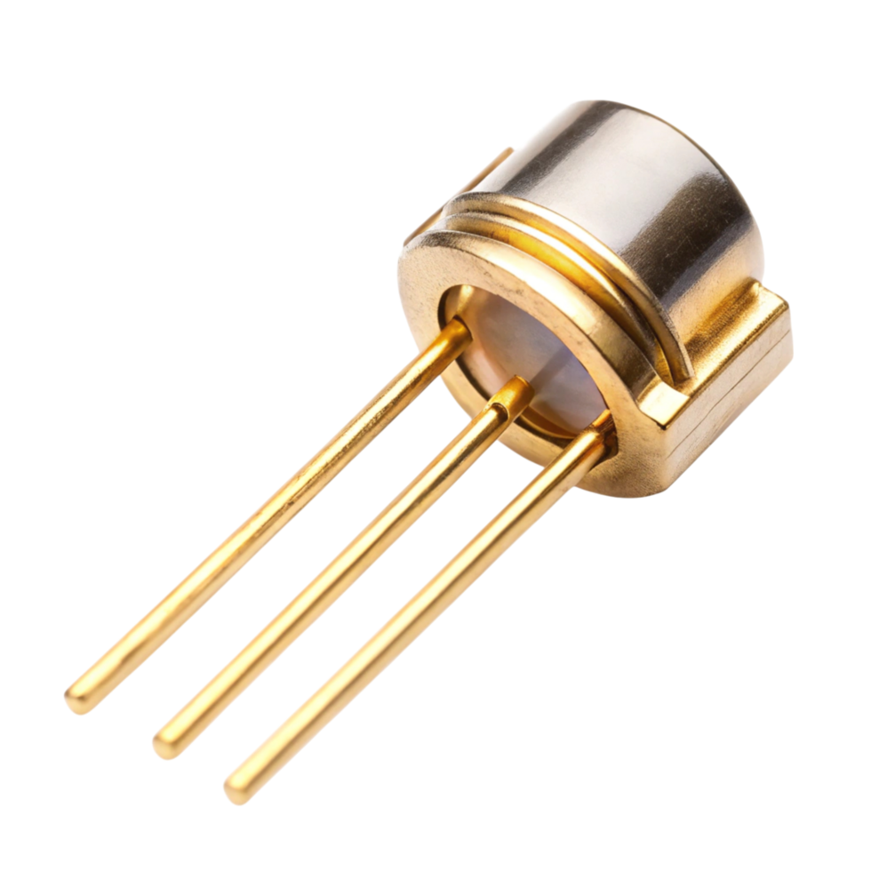 Photodiode with metal casing and optical window, ideal for photodetection in communication and sensing systems png