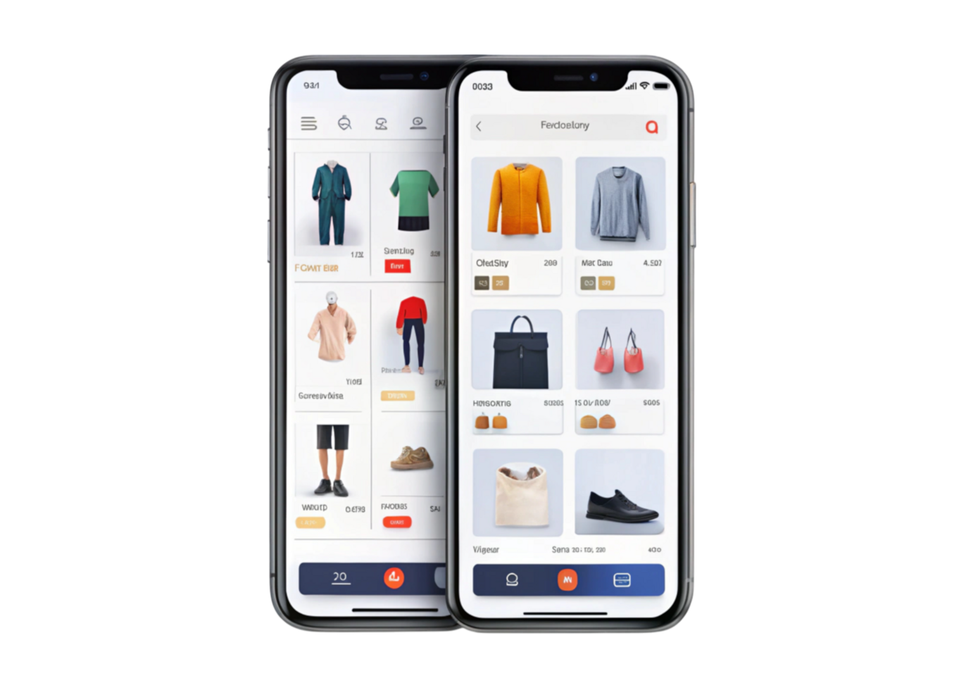 User friendly shopping app interface displaying a variety of stylish apparel and footwear png
