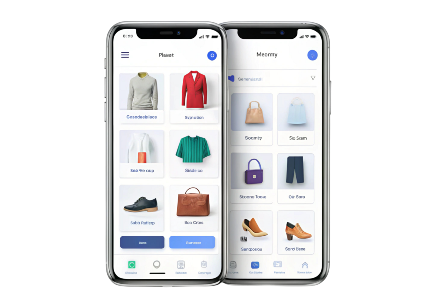 Mobile shopping application showcasing fashion items and accessories with a clean and modern layout png