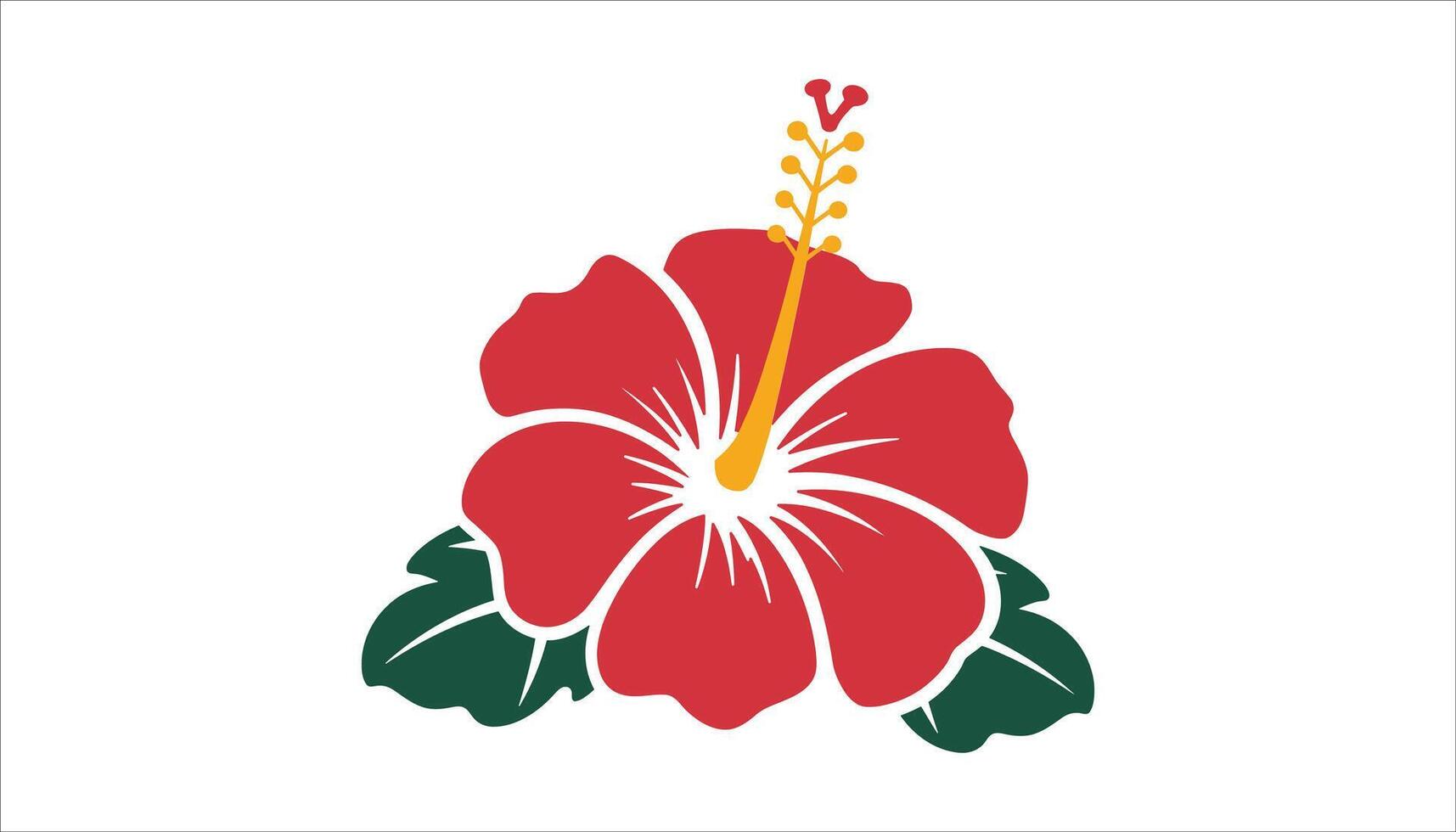 Hibiscus Flower Illustration with Red Petals vector