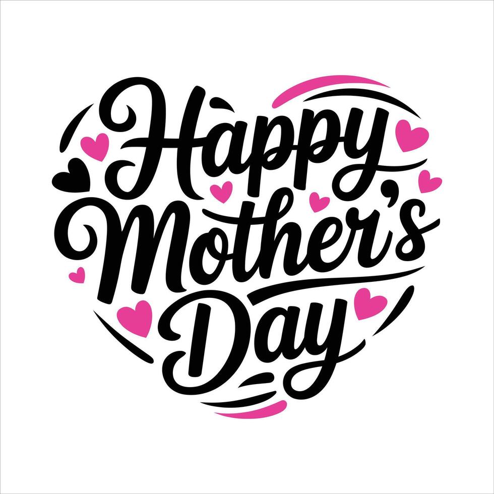 Happy Mother's Day Heart Typography with Love Hearts vector