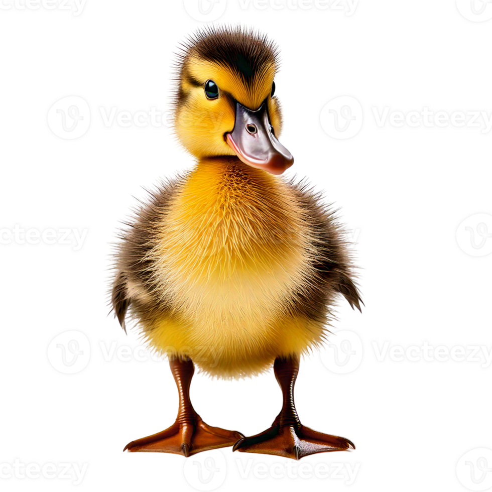 A yellow fluffy duckling standing with tiny webbed feet png