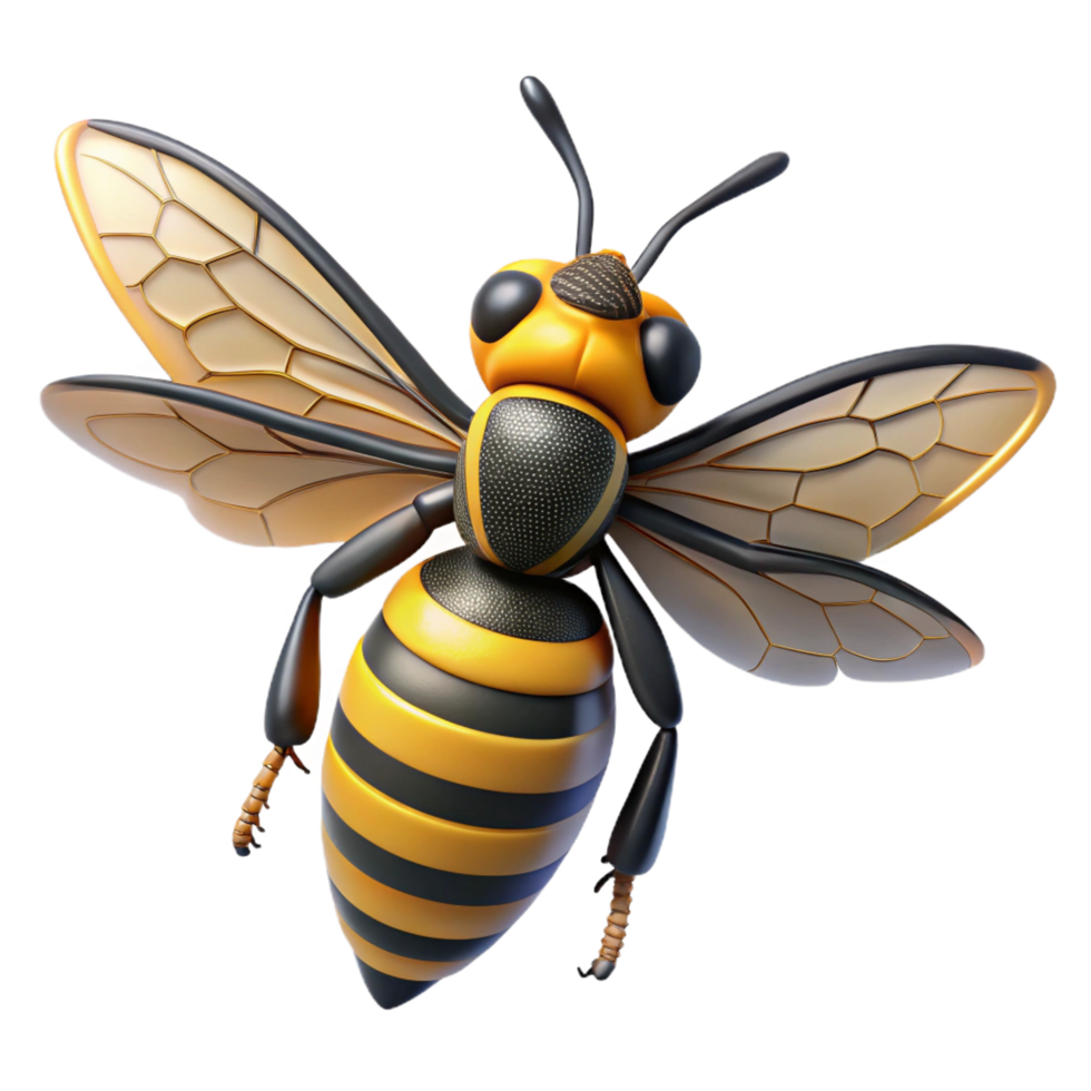 fascinating rare Wasp, stripeabdomen, detailewings anstinger, studio lighting, minimalist, isolateon transparent background,high-resolution product photography png