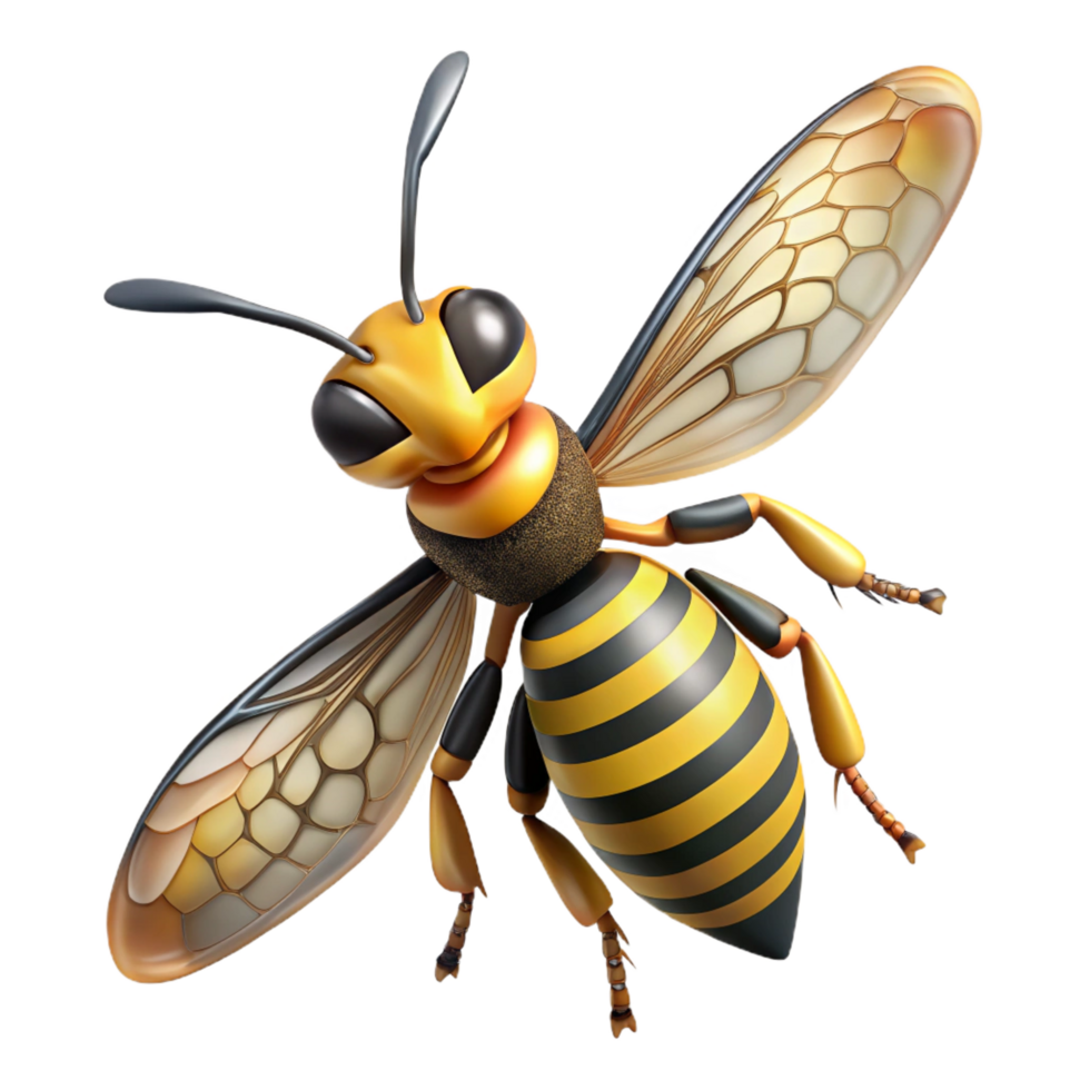 quintessential coastal Wasp, stripeabdomen, detailewings anstinger, studio lighting, minimalist, isolateon transparent background,high-resolution product photography perfect clarity png