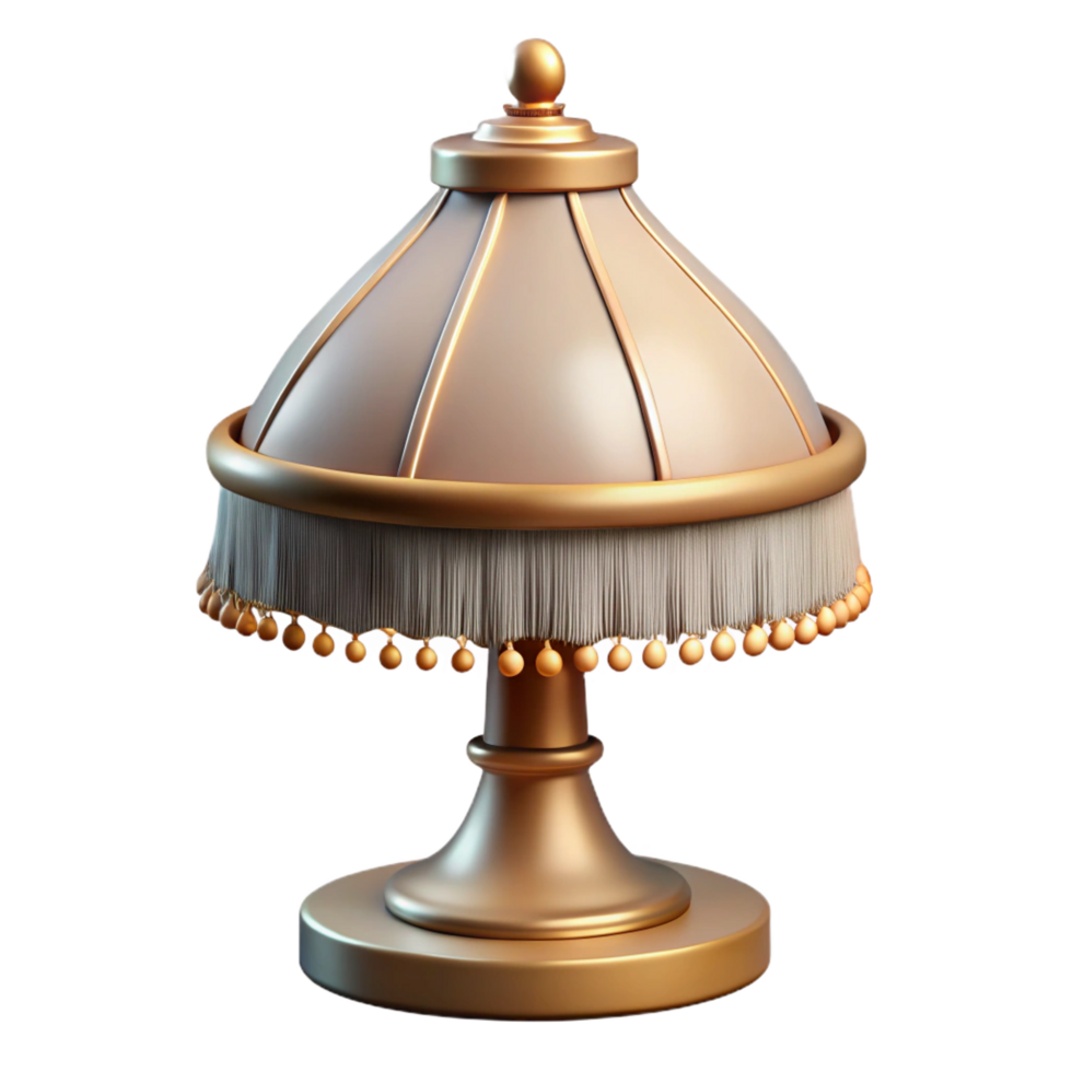 fascinating ethereal art deco Vintage glass lamp with a fringeshade, soft lighting, studio photography, isolateon transparent background,high-resolution product photography 4K png