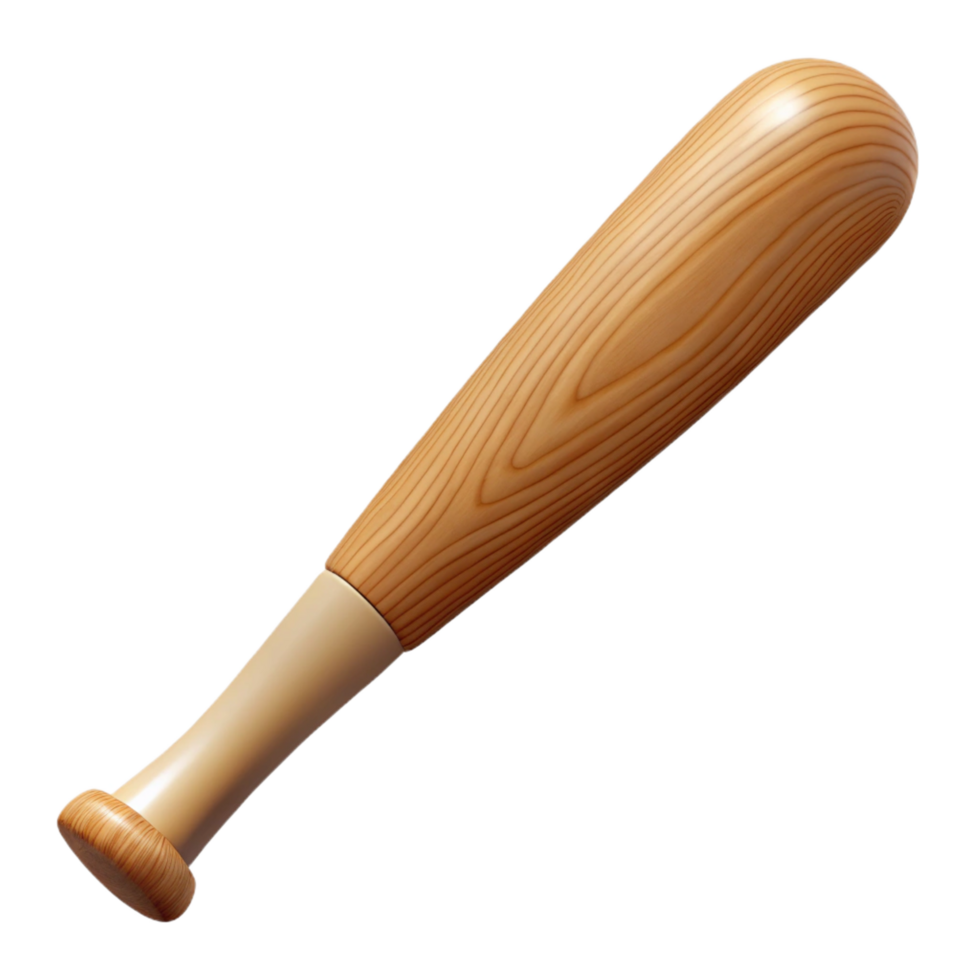 picturesque minimalist Wooden baseball bat, natural woograin, grip tape, dramatic lighting, side view, minimalist style, isolateon transparent background,high-resolution product photography premium png