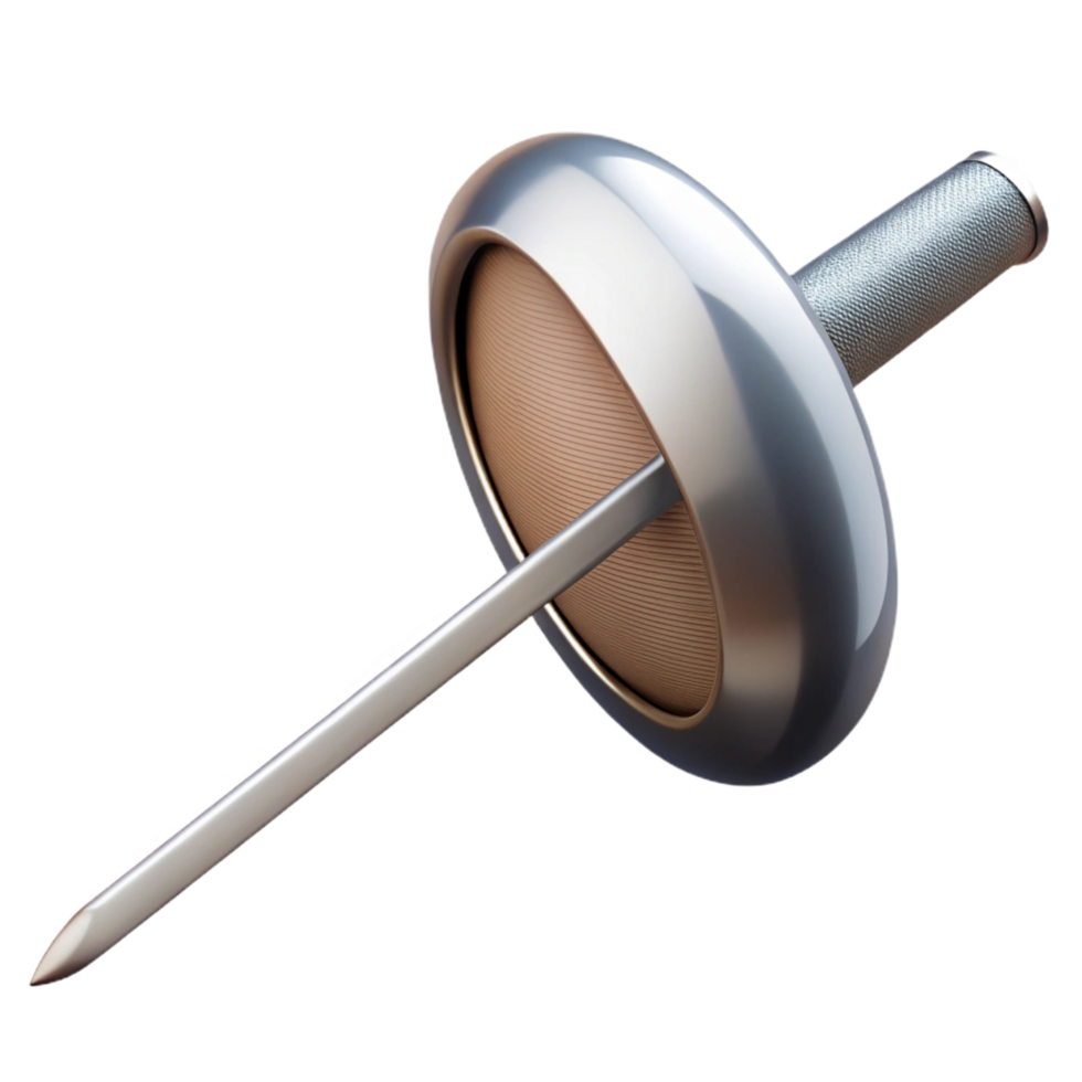 standout vintage Fencing foil, metallic blade, hanguard, soft lighting, minimalist style, with transparent background,high-resolution product photography high quality png