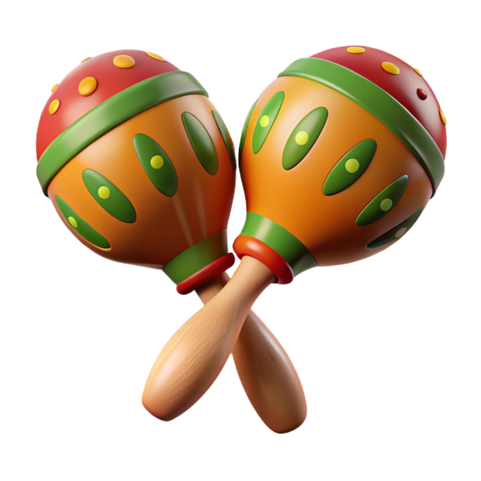 celebratecreative Maracas with paintewooden handles anfillegourds, studio lighting, front view, isolateon transparent background,high-resolution product photography gallery standard png