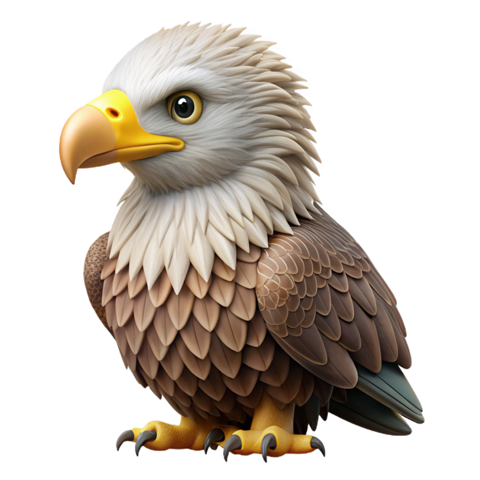vibrant dramatic coastal Juvenile baleagle, fluffy down feathers, soft brown tones, gentle lighting, side view, isolateon transparent background,high-resolution product photography luxury png