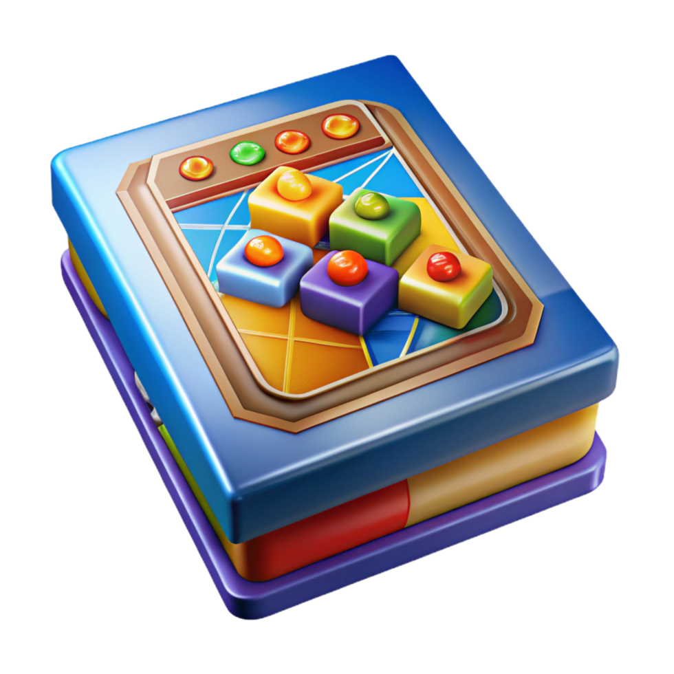 harmonious gorgeous Boargame box, colorful design, visible title anartwork, studio lighting, front view, isolateon transparent background,high-resolution product photography impeccable png