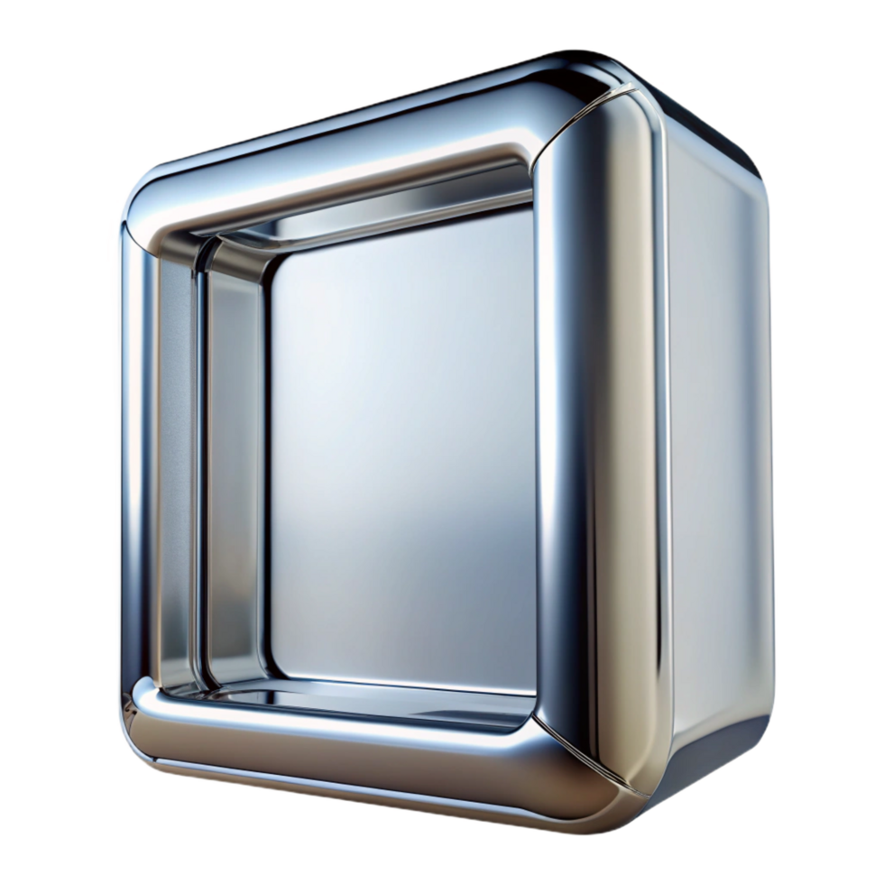 impressive coastal A polishechrome frame, highly reflective, studio lighting, front view, isolateon transparent background,high-resolution product photography fine detail png