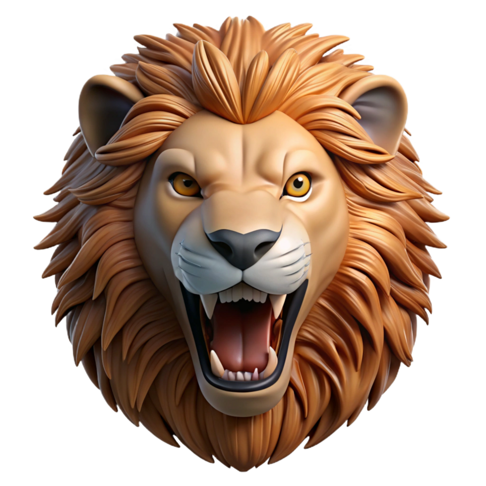 calm breathtaking Lion hearoaring, detailemane anfacial features, dramatic lighting, front view, realistic, isolateon transparent background,high-resolution product photography artisan png