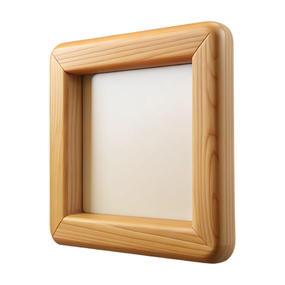 magnificent nordic Rectangular wooden frame with a natural woofinish ana routeedge, front view, soft lighting, isolateon transparent background,high-resolution product photography luxury png