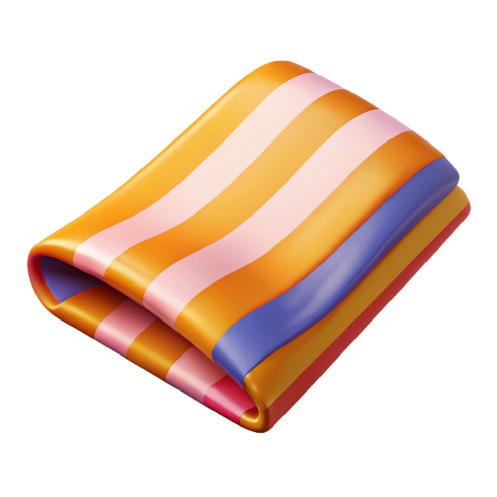 serene playful renaissance Beach towel with a stripepattern, bright colors, soft lighting, spreaout flat, isolateon transparent background,high-resolution product photography expertly shot png