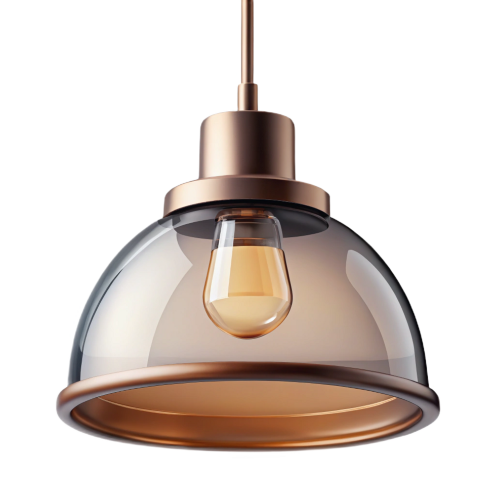 dynamic extraordinary Modern pendant light, glass anmetal, minimalist design, studio lighting, render, with transparent background,high-resolution product photography high quality png