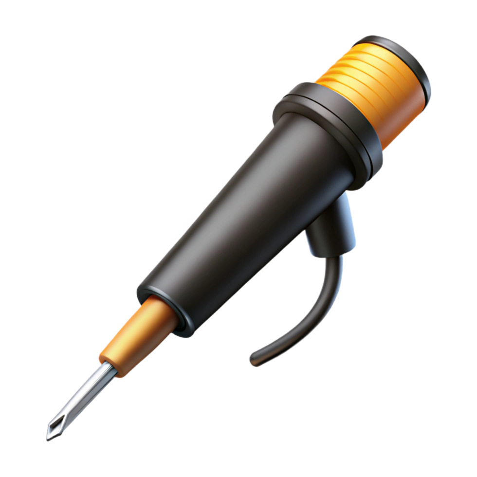 tranquil glorious Soldering iron with a black handle ana heatetip, studio lighting, side view, isolateon transparent background,high-resolution product photography flawless png