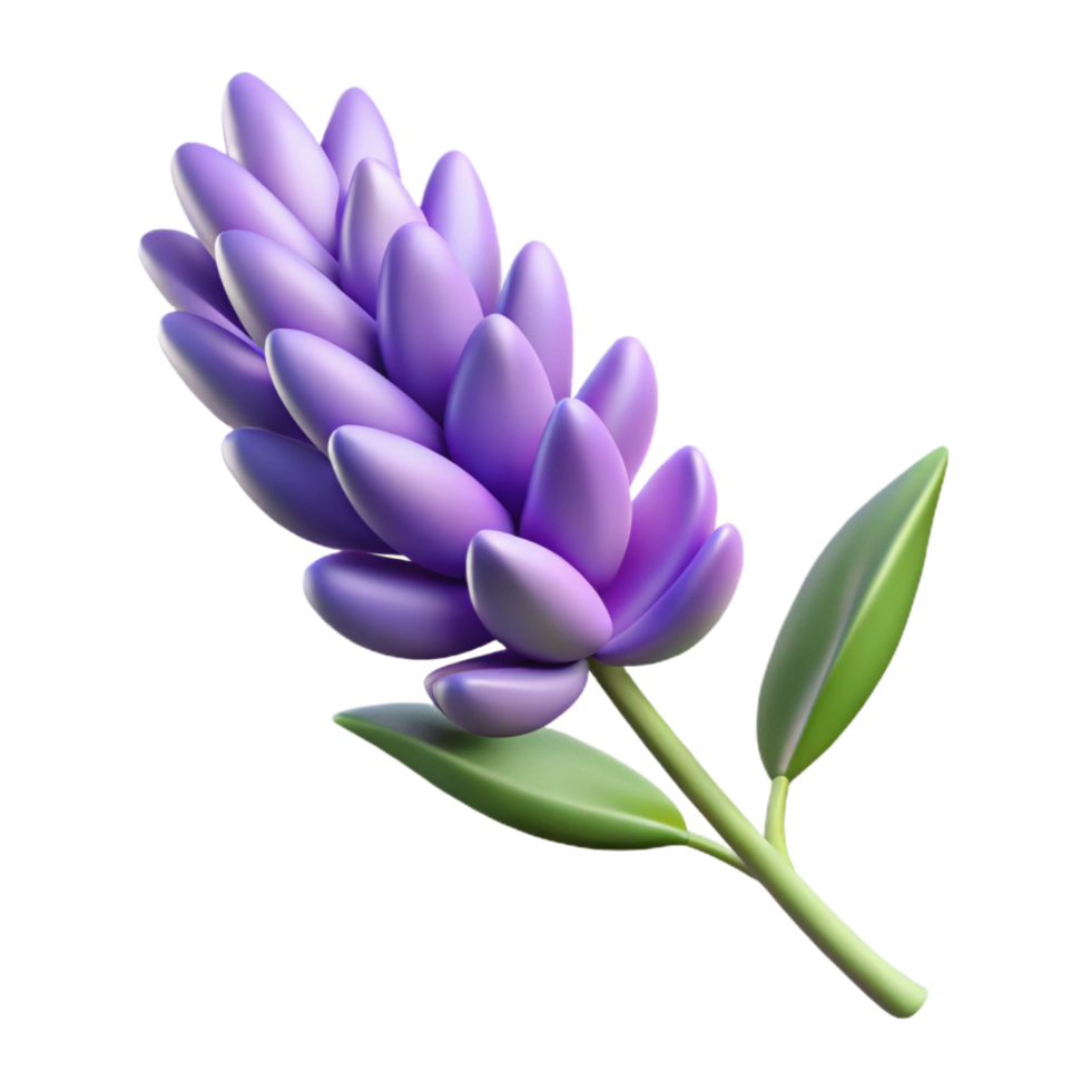 picturesque creative Single stem of lavender with multiple purple flowers, detaileleaves anstems, soft lighting, isolateon transparent background,high-resolution product photography sharp png