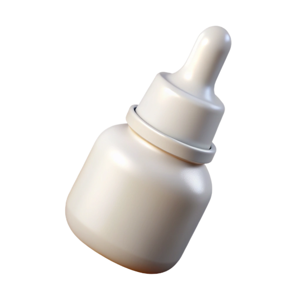 alluring notable White correction fluibottle, applicator brush visible, front view, soft lighting, product shot, isolateon transparent background,high-resolution product photography png