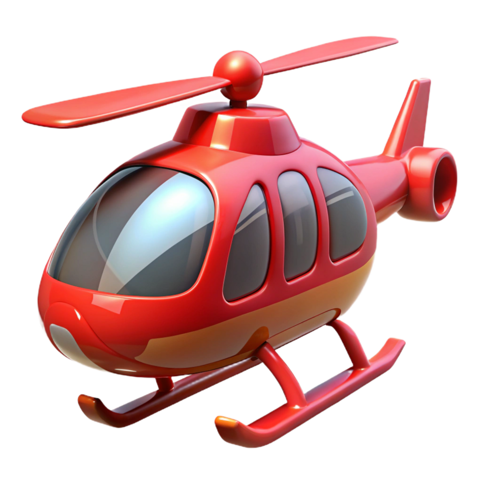 nostalgic glorious Rehelicopter, rotating blades, detailecockpit, soft lighting, side view, render, isolateon transparent background,high-resolution product photography precision png