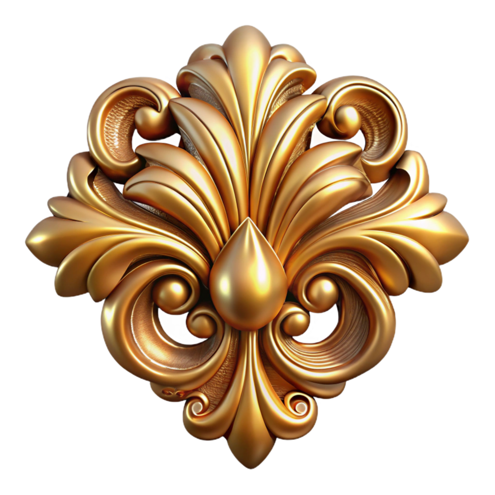 serene whimsical mid-century Art Nouveau ornament, intricate floral design, polishebrass finish, soft lighting, isolateon transparent background,high-resolution product photography sharp png