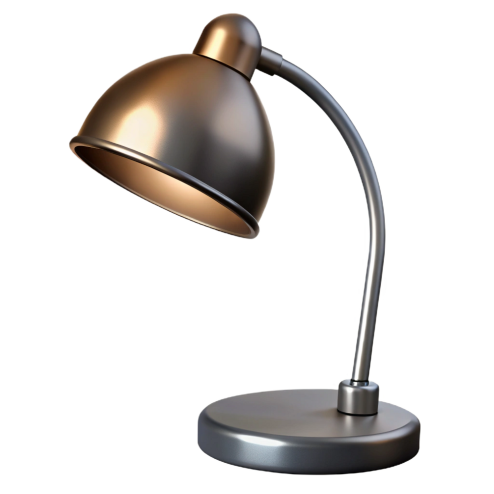 extraordinary remarkable Modern arc lamp, brushesteel finish, matte black shade, soft lighting, isolateon transparent background,high-resolution product photography png