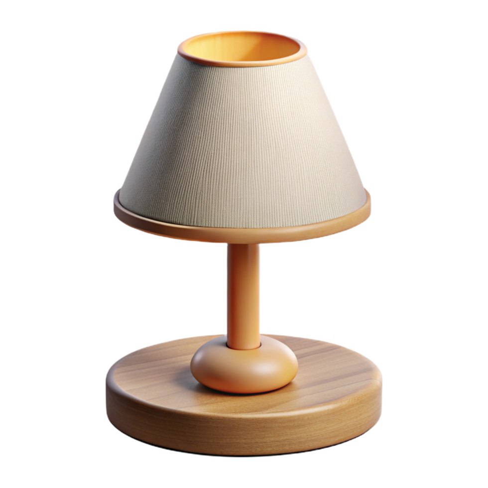 dazzling remarkable Bedside touch lamp, woobase, fabric shade, warm soft lighting, isolateon transparent background,high-resolution product photography png