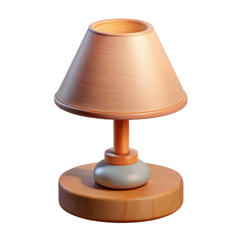 majestic quintessential Bedside touch lamp, woobase, fabric shade, warm soft lighting, isolateon transparent background,high-resolution product photography png