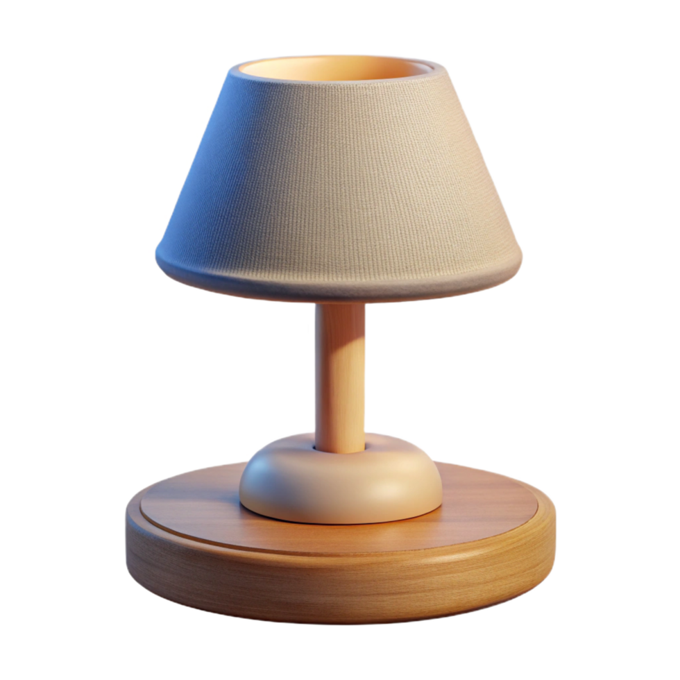 stunning calm nordic Bedside touch lamp, woobase, fabric shade, warm soft lighting, isolateon transparent background,high-resolution product photography 8K png