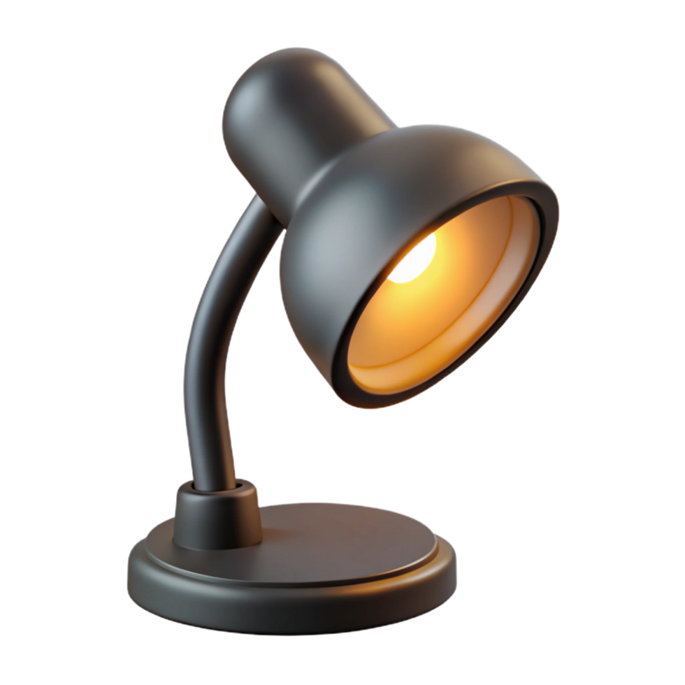 enchanting coveteClip-on reading lamp, flexible neck, focusebright light, black plastic finish, side view, isolateon transparent background,high-resolution product photography png