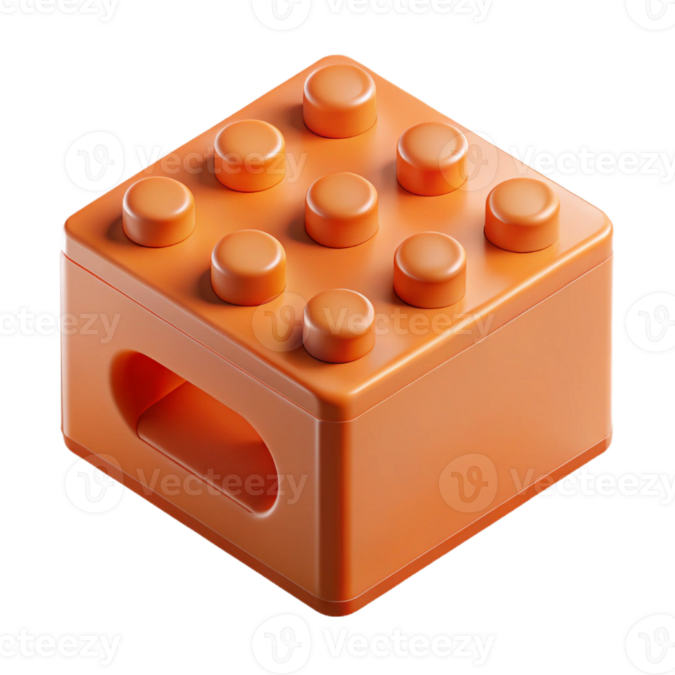 inspired organic Concept art style, isolated cutout of a single, D-printed, bio-plastic building brick with Transparent Background masterfully captured png
