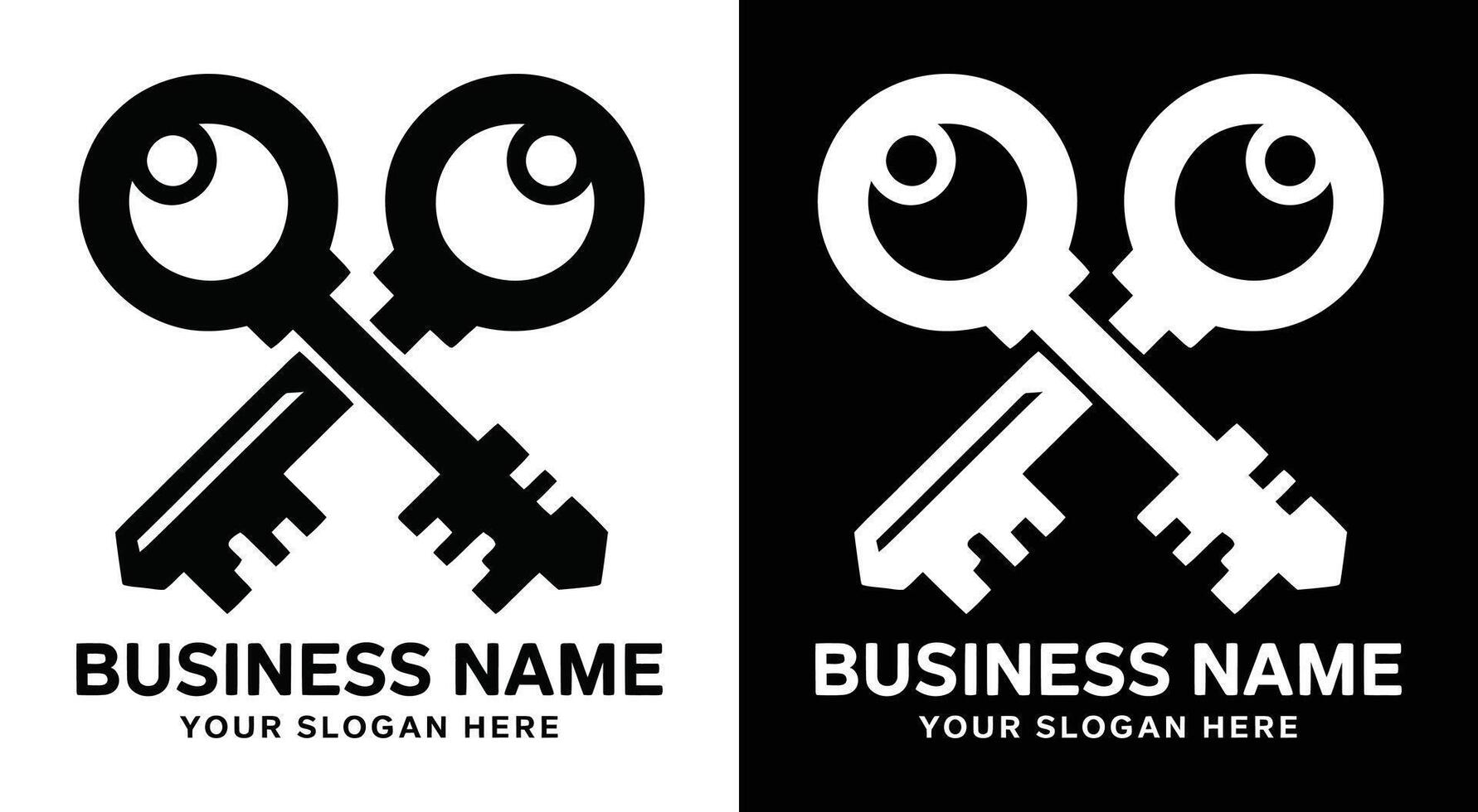 Crossed Keys Logo Bold Black Trust Symbol for Real Estate vector