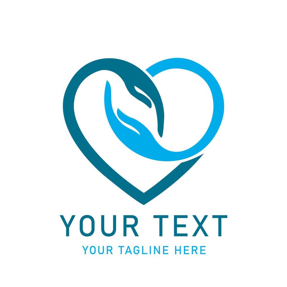 Heart Hands Care Graphic, Blue Abstract Symbol for Love Support Charity Family Health Togetherness Helping Connection vector