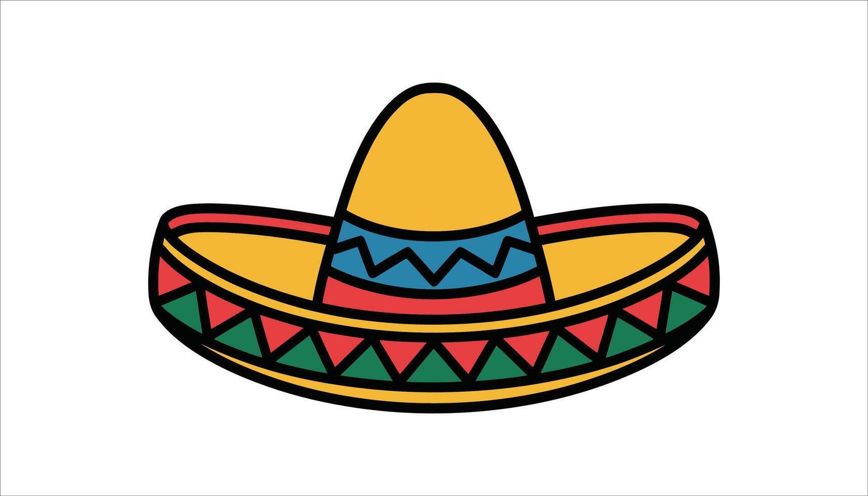 Colorful Sombrero Hat Icon with Mexican Style Design vector