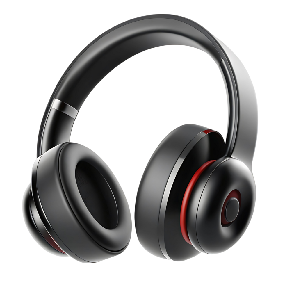 Sleek transparent Over Ear Headphones with Red Accents Professional Grade Audio Design png