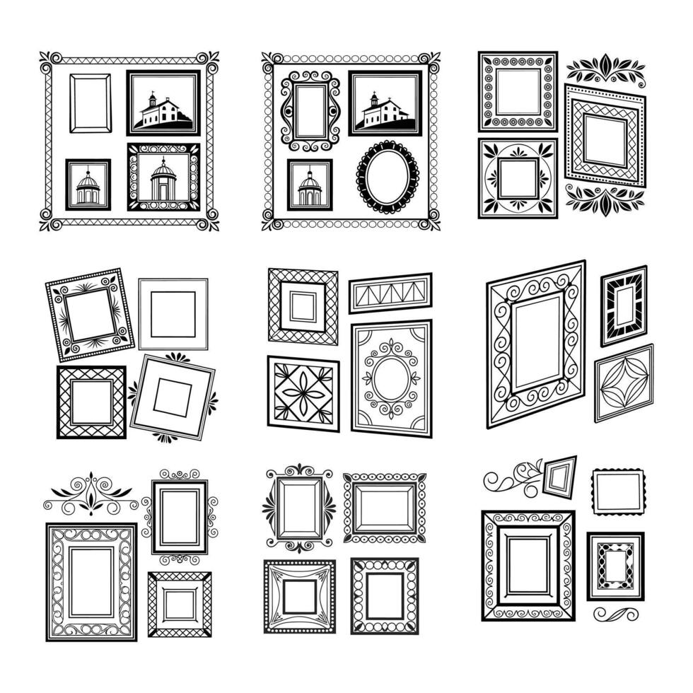Vintage Frame Collection Elegant Ornamental Borders Set vector